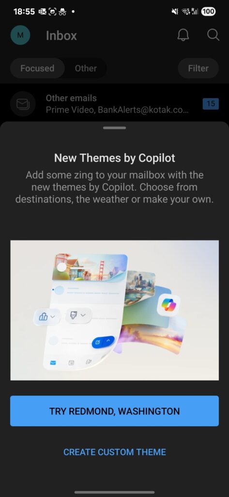 微軟邀請安卓版 Outlook 用戶測試 Copilot 新技能:AI 定制主題風格