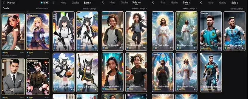 圖：Talkie部分人物形象商店，來源：Talkie APP